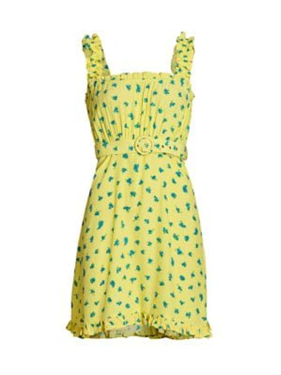Shop Faithfull The Brand Mid Summer Mini Dress In Luda Floral Lemon