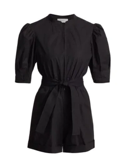 Shop A.l.c Erica Puff-sleeve Cotton Romper In Black