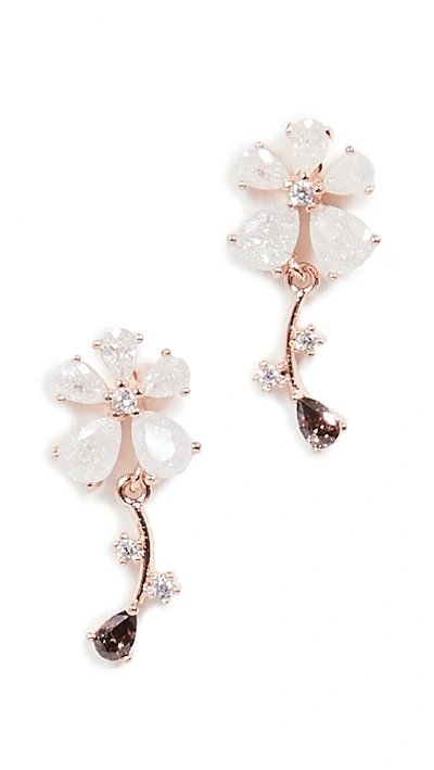 Shop Theia Jewelry Gabriella Daisy Drop Earrings In Rose Gold