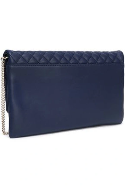 Shop Love Moschino Quilted Faux Leather Shoulder Bag In Navy