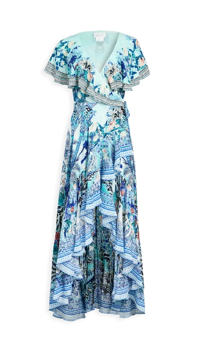 Shop Camilla Frill Sleeve Long Dress In Wings Of Luxor