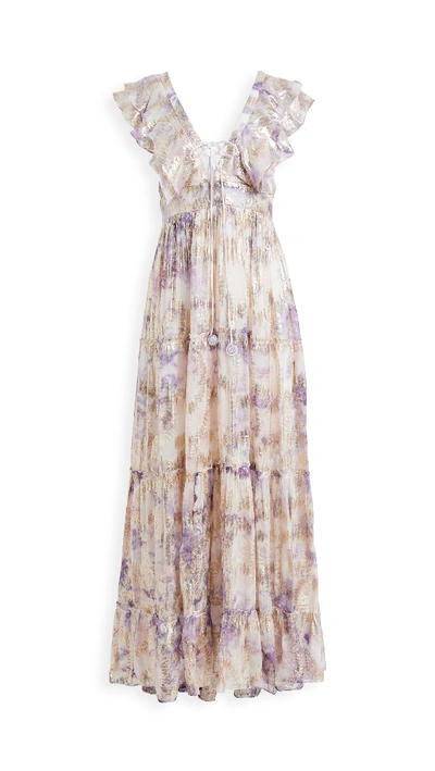 Shop Hemant & Nandita Vivir Long Dress In Peach/lilac