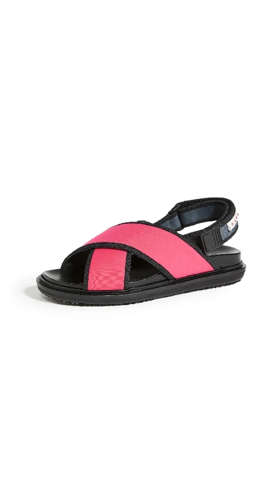 Shop Marni Sporty Fussbett Sandals In Raspberry/anthracite