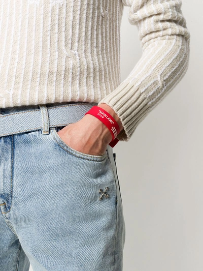 Shop Off-white Logo-print Bracelet In Red