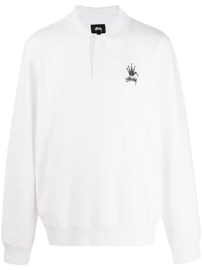 Shop Stussy Polo Fleece In White