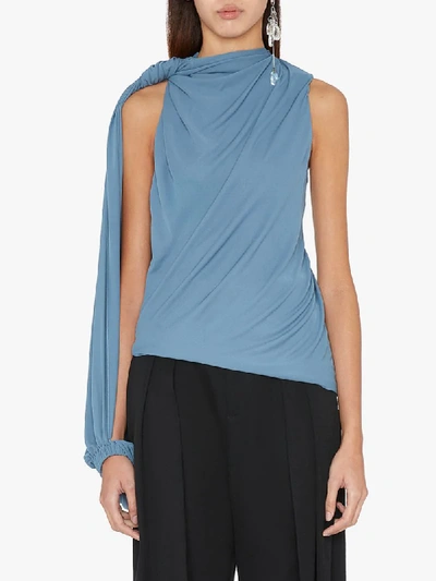 Shop Jw Anderson One-sleeved Draped Top In Blue