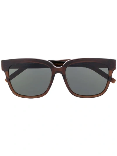Shop Saint Laurent Monogram Sl M40 Sunglasses In Brown