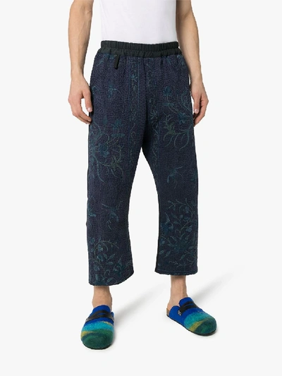 Shop By Walid Gerald Embroidered Cropped Trousers In Blue