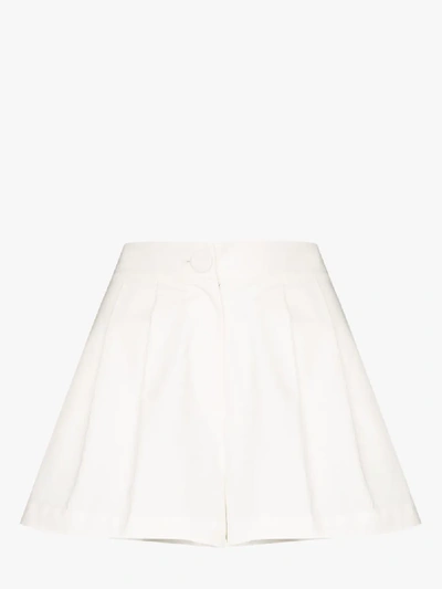 Shop Adriana Degreas Pleated Cotton Shorts In White