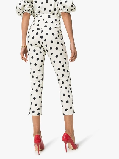 Shop Adriana Degreas Slim Cropped Polka Dot Trousers In White