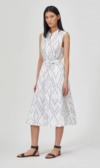 Shop Equipment Short Clevete Linen Dress In Bright White