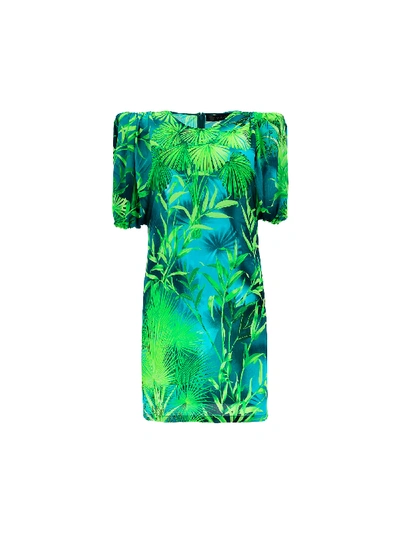 Shop Versace Dress In Verde+stampa