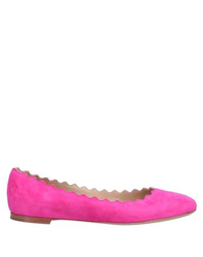 Shop Chloé Woman Ballet Flats Fuchsia Size 12 Soft Leather In Pink