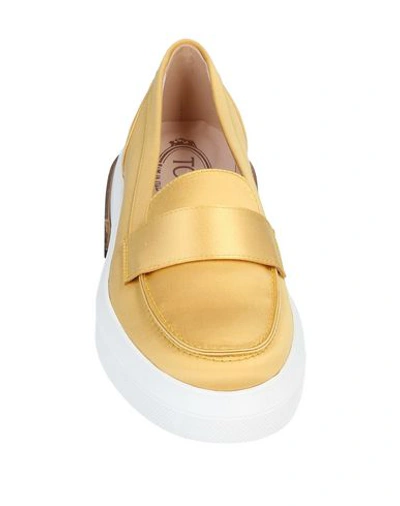 Shop Tod's Woman Loafers Ocher Size 7.5 Textile Fibers In Yellow