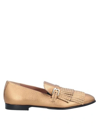 Shop Pollini Loafers In Bronze
