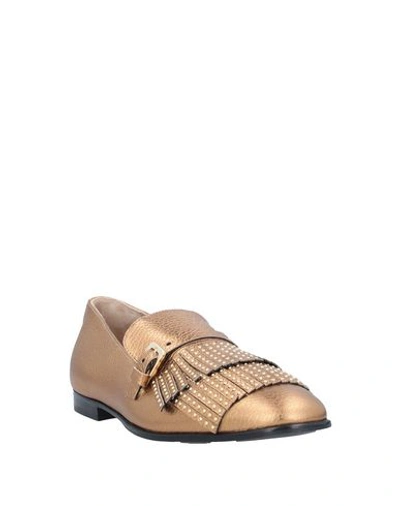 Shop Pollini Loafers In Bronze