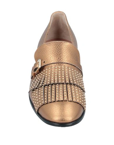 Shop Pollini Loafers In Bronze