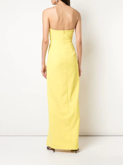 Shop Aidan Mattox Cross-bust Strapless Gown In Yellow