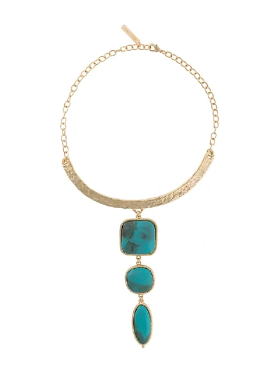 Shop Alberta Ferretti Stone-embellished Necklace In Gold