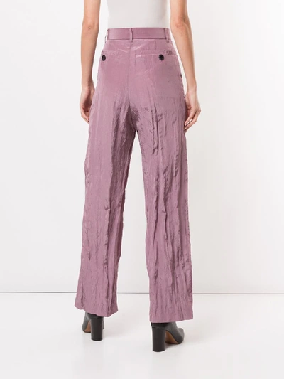 Shop Akira Naka Crinkled High-waisted Trousers In Purple