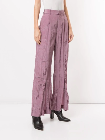 Shop Akira Naka Crinkled High-waisted Trousers In Purple