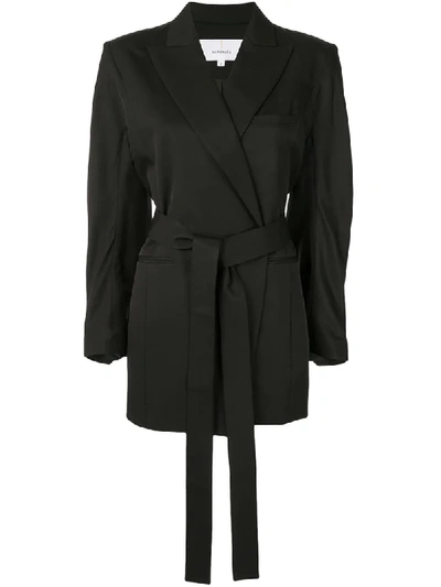 Shop Akira Naka Belted Wrap-front Jacket In Black