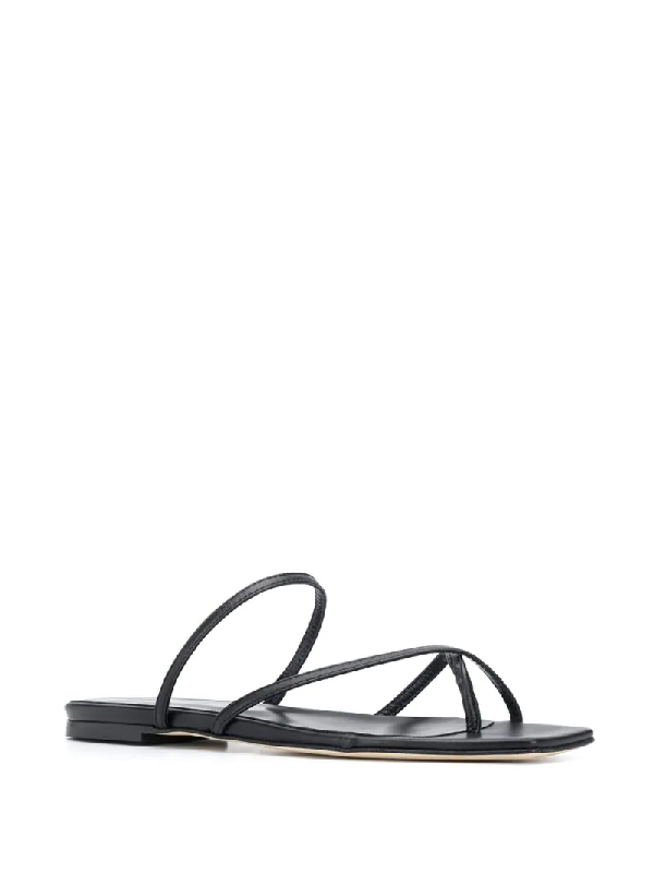 Aeyde 10mm Marina Leather Flat Sandals In Black | ModeSens