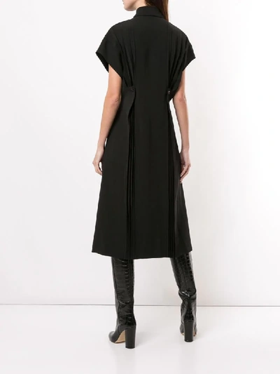 Shop Akira Naka Buttoned Pleated Shirt Dress In Black
