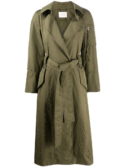 Shop Dorothee Schumacher Waist-tied Trench Coat In Green