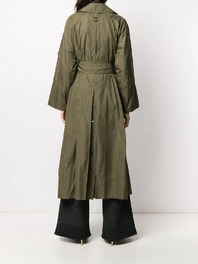 Shop Dorothee Schumacher Waist-tied Trench Coat In Green