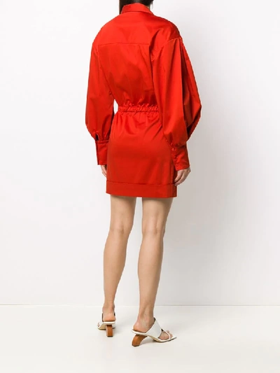 Shop L'autre Chose Lace-up Shirt Dress In Red