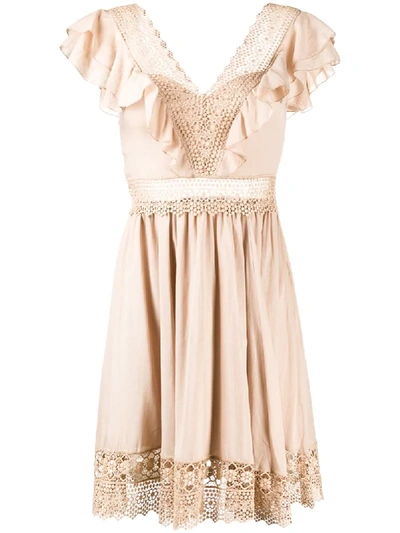 Shop Charo Ruiz Larisa Embroidered Dress In Neutrals