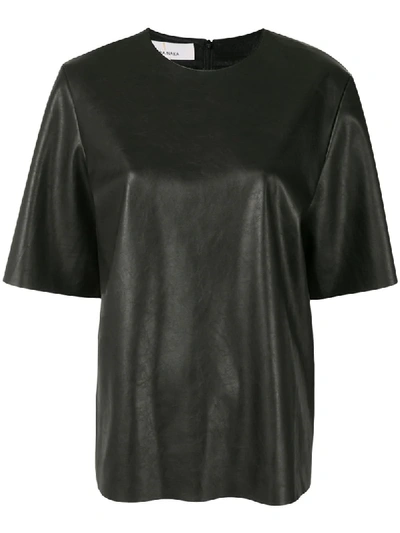 Shop Akira Naka Boxy-fit Leather T-shirt In Black