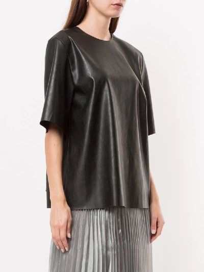 Shop Akira Naka Boxy-fit Leather T-shirt In Black