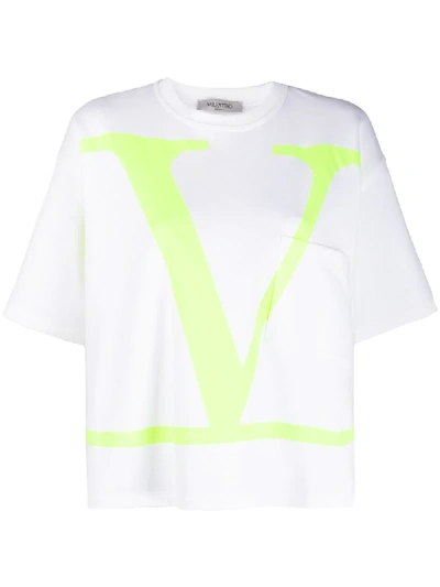 Shop Valentino Vlogo Print T-shirt In White