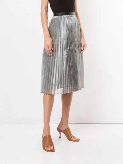 Shop Akira Naka Layered Pleated Skirt In Silver