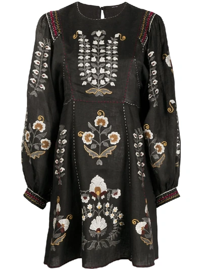 Shop Vita Kin Siam Embroidered Dress In Black