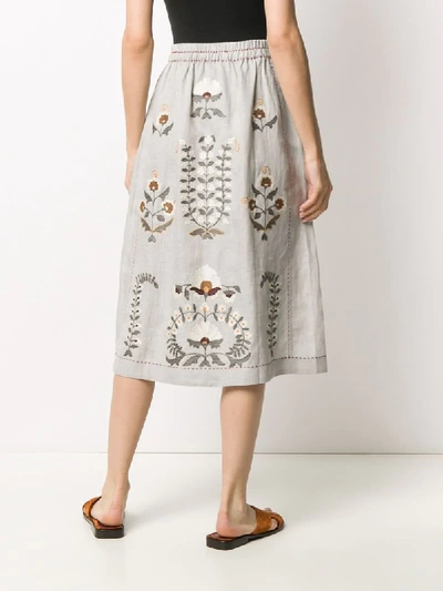 Shop Vita Kin Siam Embroidered Skirt In Grey