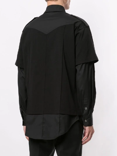 Shop Sankuanz Double-layer Utility Shirt In Black