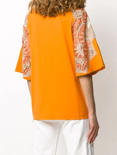 Shop Alberta Ferretti Embroidered Sleeves T-shirt In Orange