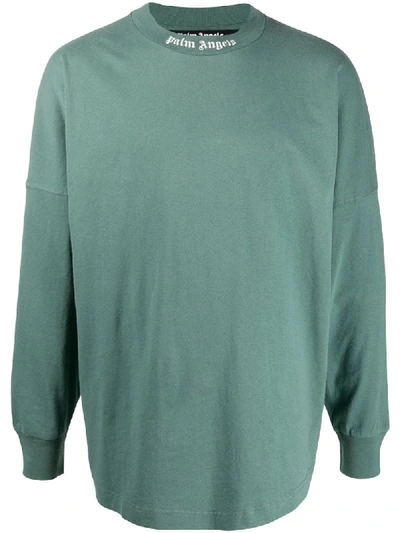 Palm Angels Classic Logo Over Long Sleeve T-shirt In Green | ModeSens