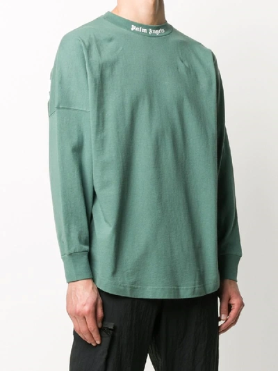 Shop Palm Angels Logo Collar T-shirt In Green