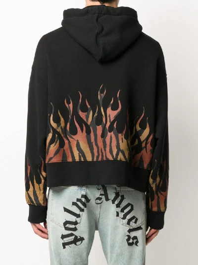 Shop Palm Angels Tiger Flames Hoodie In Black