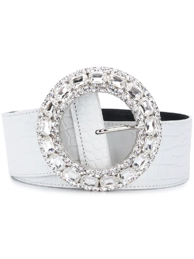 Shop Alessandra Rich Crystal Buckle Belt In White