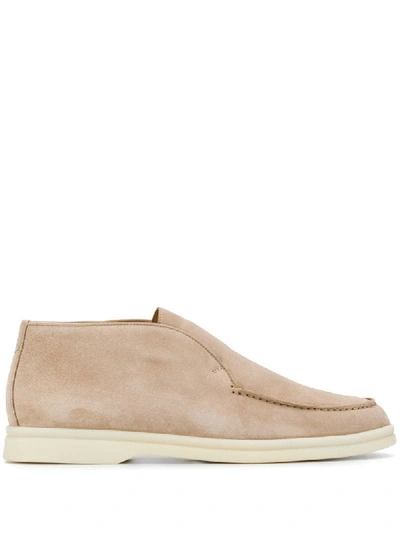 Shop Loro Piana Stitched Flat Loafers In Neutrals
