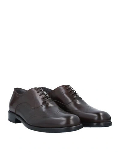 Shop Pollini Lace-up Shoes In Dark Brown