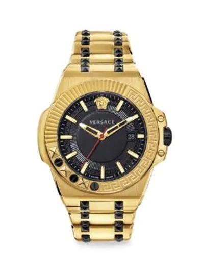 Shop Versace Chain Reaction Ip Yellow Gold Bracelet Strap Watch