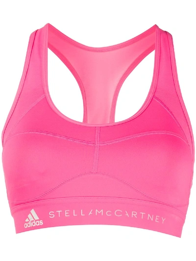 Shop Adidas By Stella Mccartney Logo Sports Bra In Pink