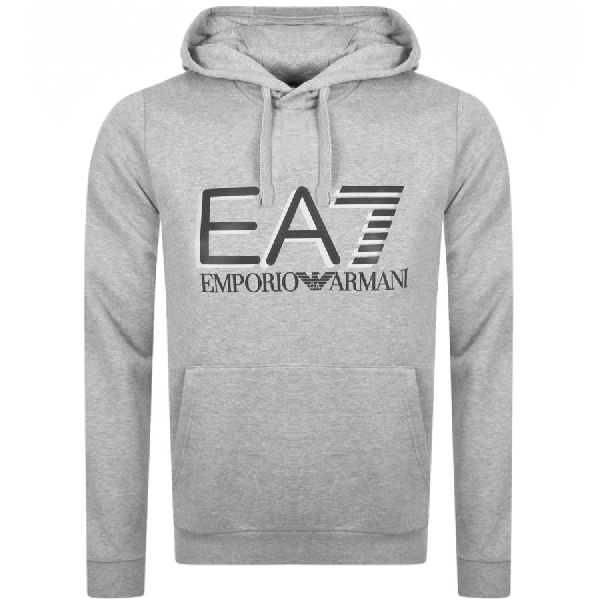 Ea7 Emporio Armani Logo Hoodie Grey 