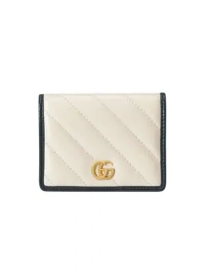 Shop Gucci Women's Gg Marmont Card Case In White Blue
